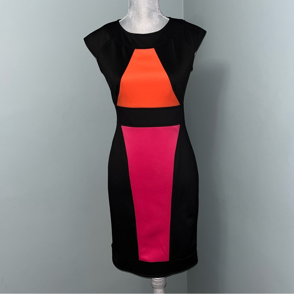 JULIAN TAYLOR New York colour block cocktail dress size 8 wedding guest